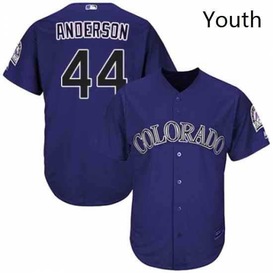 Youth Majestic Colorado Rockies 44 Tyler Anderson Authentic Purple Alternate 1 Cool Base MLB Jersey